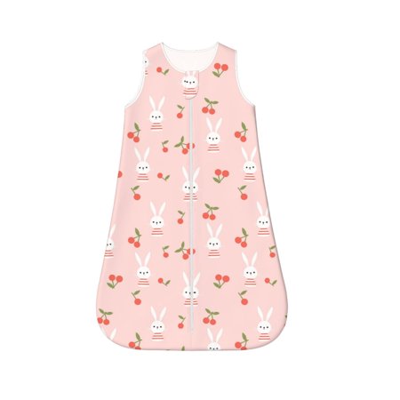 

Fotbe Rabbit And Cherry Pattern Sleep Sack - Baby Wearable Blanket with Zipper Extra Soft Cotton Sleeveless Sleeping Bag for Infants-Small