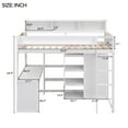 thumbnail image 3 of Twin Size Loft Bed with Desk, Solid Wood Twin Loft Bed Frame with Ladder and Wardrobe, 3 of 8