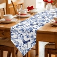 thumbnail image 2 of White Blue Spring Floral Table Runner Linen Burlap Table Runner 72 Inches Long Summer Botanical Hummingbird Dresser Scarves for Kitchen Island Coffee Dining Party Wedding Holiday Decor 18"x72", 2 of 8