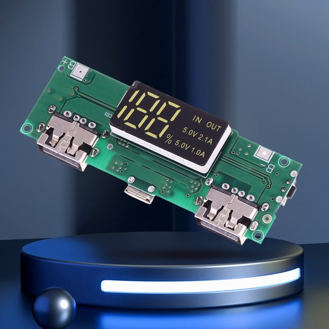 18650 Mini módulo de banco de energía tipo C con pantalla LED de sobrecarga USB dual para bricolaje