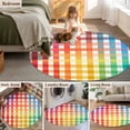thumbnail image 5 of Round Rugs 5Ft, Colorful Stripe Round Area Rug Washable Indoor Throw Carpet, Farmhouse Striped Modern Abstract Art Soft Non Slip Circle Rug for Cabinet Bathroom Home Decor Aesthetic, 5 of 8
