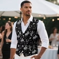 thumbnail image 2 of Uorisanigo White Cowboy Print Men's Suit Vest Size 4XL V Neck Mens Vests Casual Dress Lightweight with Pockets Waistcoat Casual Vest Fashion for Men, 2 of 7