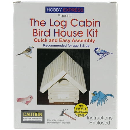 Bird Wash House - Pinepro Log Cabin Wood Bird House Kit, Unfinished