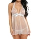 thumbnail image 1 of Gibobby Lencería sexy Lencería para mujer, camisón de encaje, ropa de dormir de malla transparente (1 camisón + 1 calzoncillos)(Blanco XL), 1 of 5