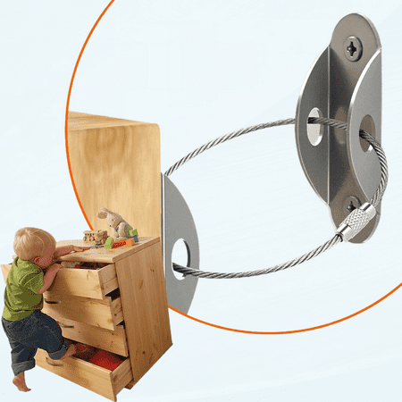 Furniture Anchors for Baby Proofing, 10 Pack Anti Tip Wall Anchor Straps Kit Metal Secure 400 lbs, Protect Kid Pet from Falling Furniture Dresser Cabinet, Adjustable Child Safety Earthquake Resistant