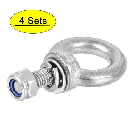 

Unique Bargains Lifting Eye Bolt M5 x 12.5mm Male Thread with Hex Screw Nut Gasket for Hanging Stainless Steel 4 Sets