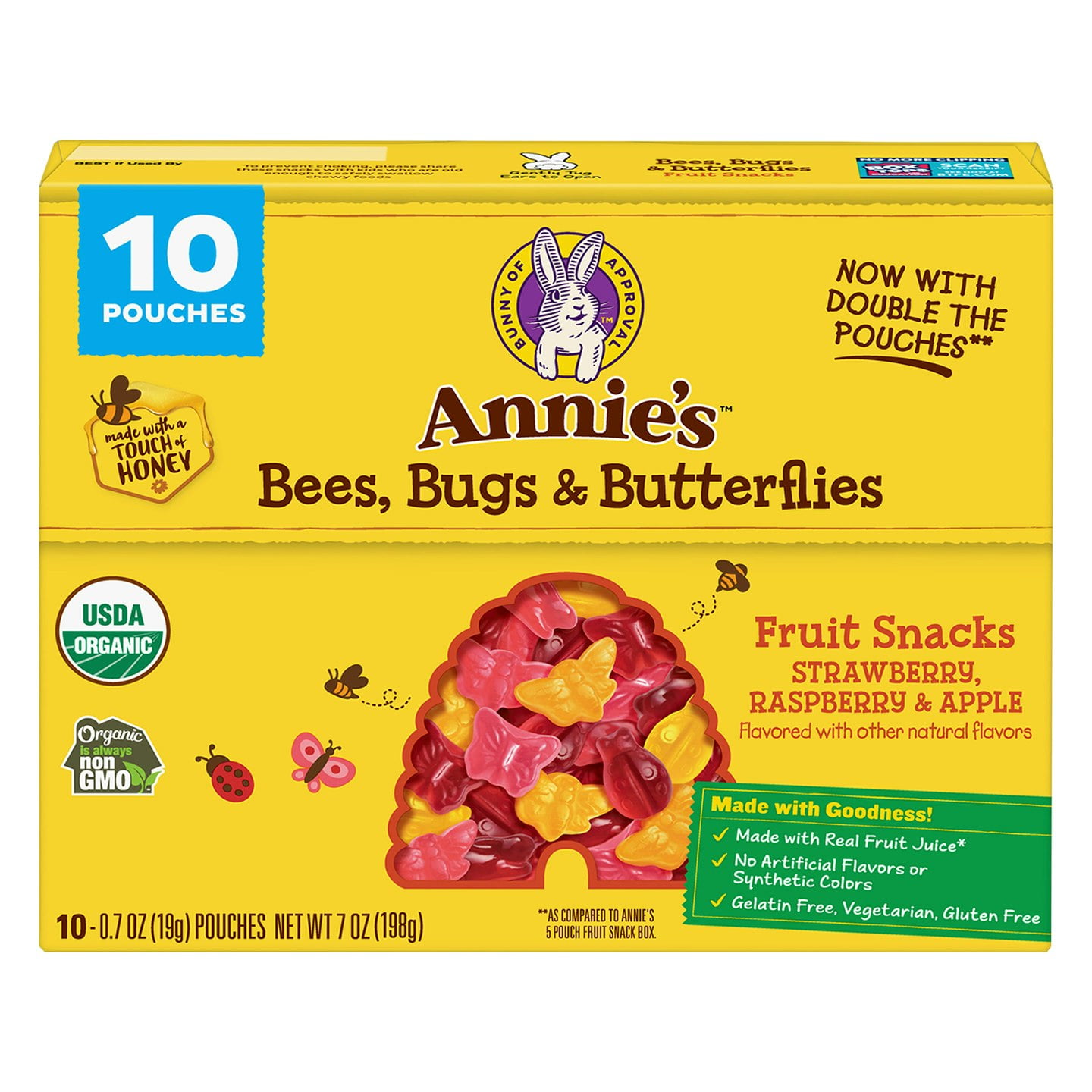 Annie's Homegrown Bee, Bug & Butterfly Fruit Snack 7 oz (Pack of 8)
