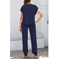 thumbnail image 7 of BTFBM Women's Two Piece Tracksuit Outfits Summer Short Sleeve Tops Long Pants Jogger Lounge Matching Sets Sweatsuit, 7 of 7