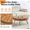 thumbnail image 3 of SUDICA 31.5 in Round Coffee Table, Rustic Wood Grain Finish with Black Metal Legs for Living Room, 3 of 10