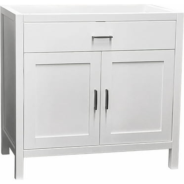 24" White Freestanding Bath Vanity Tip-Out Drawer Sink Cabinet Without Top