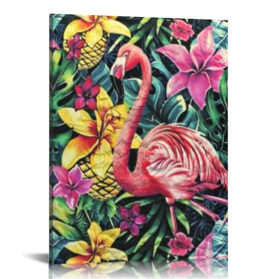 BCIIG Flamingo Tropical Flowers Pineapples Fine Art Aesthetic Poster Print Wall Painting for Home Office Decor 12x16 in