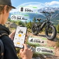 thumbnail image 3 of Jasion EB5 Sport 750W Electric Mountain Bike for Adults, 80-Mile 20" Fat Tire Ebike with Rear Rack & Removable Water Bottle Holder, App Controlled, Black, 3 of 8