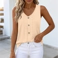 thumbnail image 4 of ClodeEU Women's Crochet Lace V Neck Sleeveless Button Blouse ,Solid Color Casual Tank Top Beige,Women's Plus L, 4 of 8