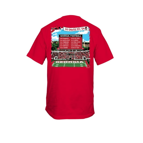 New World Graphics UGA Bulldogs Graphic T-Shirt - UGA Football 2025 Schedule Design-Athletic Red-large