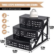 Topmart 3 Step Dog Step for Small Dog,Non-Slip Plastic Dog Stair for Beds,11.8in High,Khaki