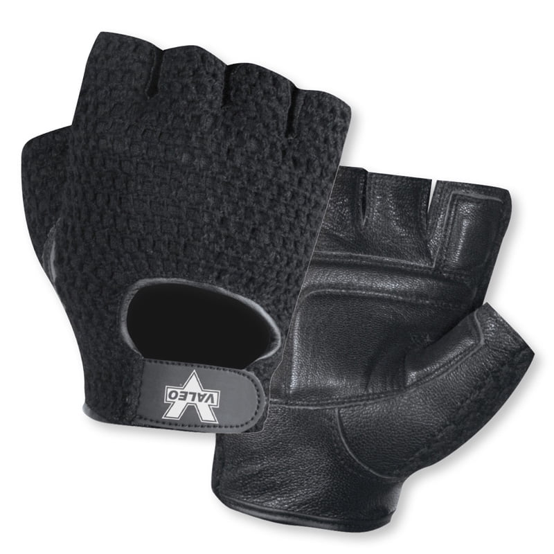 NEW* LEATHER FINGERLESS GEL COTTON MESH WEIGHT LIFTING EXERCISE GYM GLOVES 