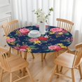 thumbnail image 3 of Pioneer Flower Floral Print Pattern Round Fitted Tablecloth with Elastic Edge,Dining Table Cover Waterproof,Outdoor Round Tablecloth for Camping,Dining,Indoor and Outdoor, 3 of 7