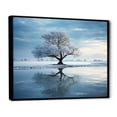 thumbnail image 2 of Designart "Wintry White Lakeside Scenery I" Winter Landscape Floater Framed Wall Art Living Room, 2 of 5