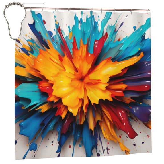Rateoe Colorful Paint Print Shower Curtain - Fancy Bathroom Shower Curtain Sets - Waterproof Shower Curtain with Hooks with 12 Plastic Hooks 72x72 Inches