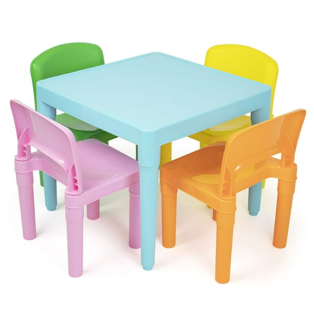 Humble Crew Table en Plastique pour Enfants & 4 Chaises, Lumineux Modernes