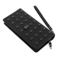 thumbnail image 4 of Cartera larga de PU con cremallera y diseño de calavera para mujer (negro), 4 of 5