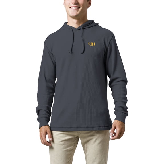 Men's League Collegiate Wear Navy Quinnipiac Bobcats Waffle Knit Pullover Hoodie