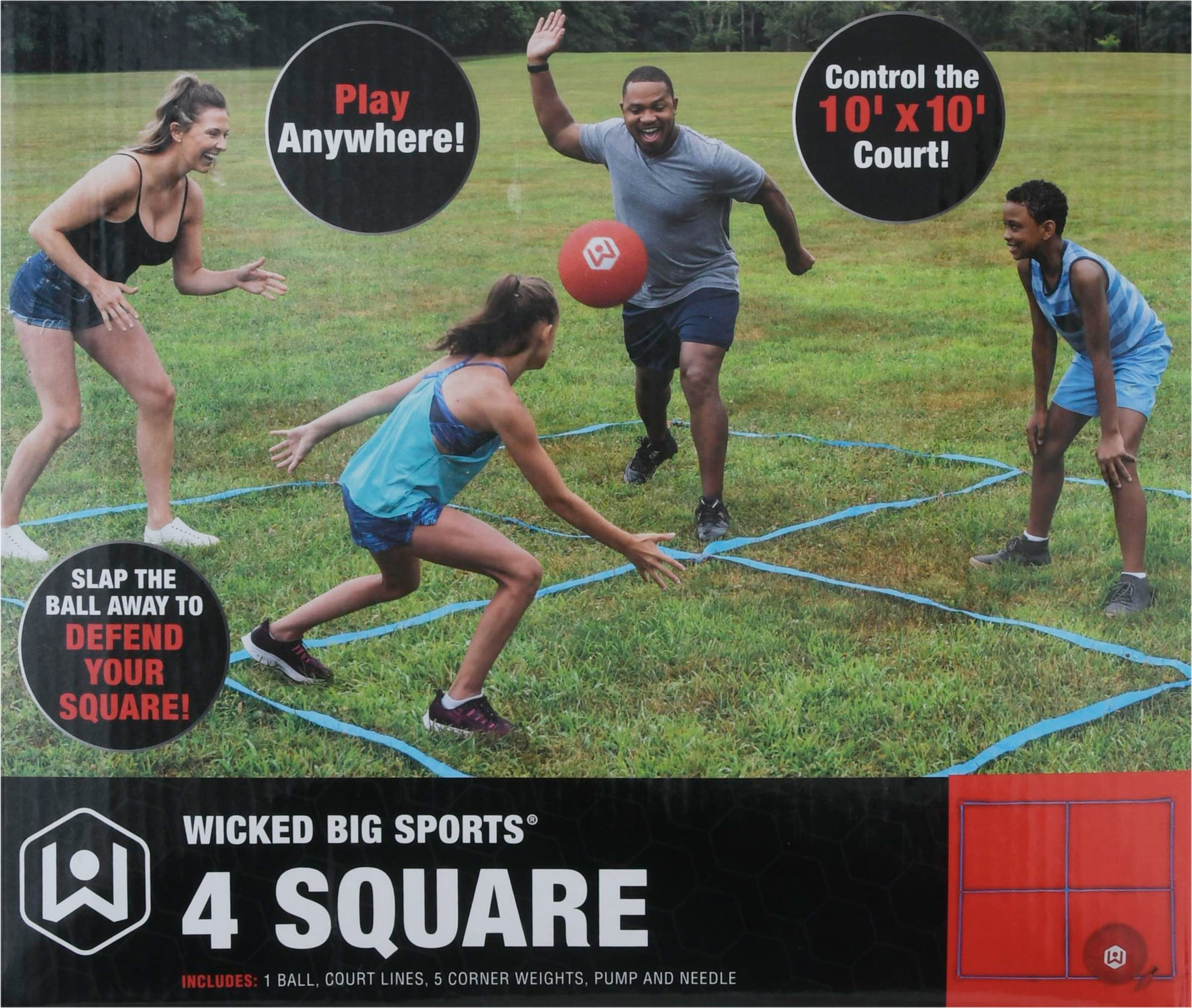 Wicked Big Sports 4 Square Game with Court Lines for Outdoor Play in The  Backyard, Beach, Park, Fun for All, red (1925) - Walmart.com