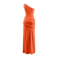 thumbnail image 5 of EliteGoogv Womens One Shoulder Dresses Asymmetrical Ruched Satin Maxi Dresses For Women Slim Fitted Formal Dresses Cocktail Party Evening Gowns Orange, 5 of 5