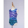 thumbnail image 6 of MSemis Kids Girls Printed Ballet Dance Leotard Outfits Gymnastics Workout Biketard Shorty Unitard Colorful Fish Scales 8, 6 of 7