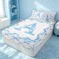 thumbnail image 3 of Erosebridal Letter A Zipper Twin Comforter Sets with Fitted Sheet and 2 Pillowcases, Chic Ribbon Zipper Bedding Set, Stars Reversible, Baby Blue, Stars Reversible, 3 of 7