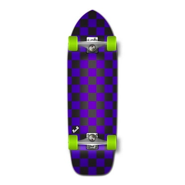 Yocaher Old School Longboard Complete - Checker Purple