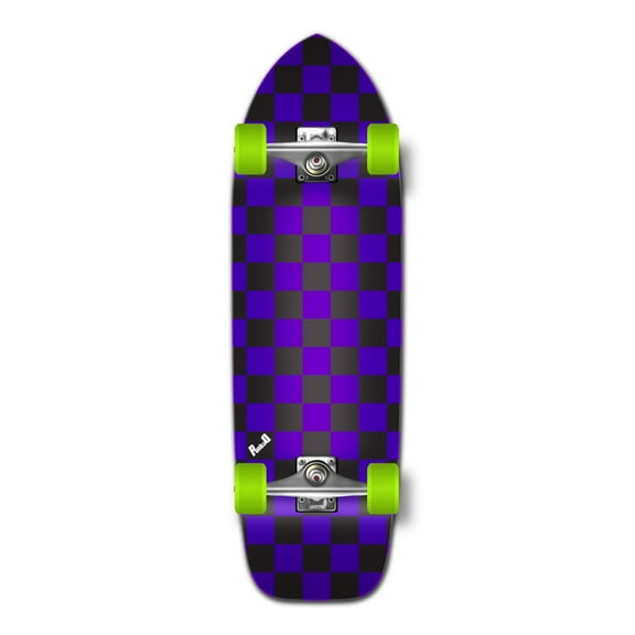 Yocaher Old School Longboard Complete - Checker Purple