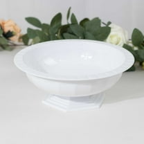 Efavormart 3 Pack White Roman Style Footed Compote Bowl Flower Vase, Round Decorative Plastic Planter Pedestal Vase Centerpiece - 10"