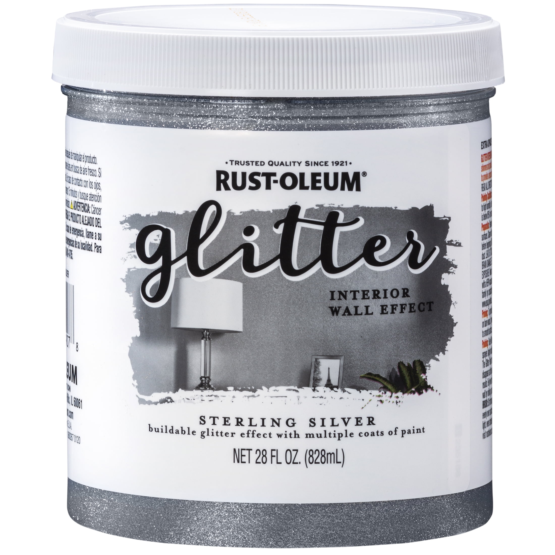 2 Pack, Sterling Silver, Rust-Oleum Specialty Glitter Interior Wall Paint, Quart