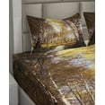 thumbnail image 2 of Ambesonne Forest Fitted & Top Sheet Set with Shams, Autumn Birch Trees River, Yellow Brown White, 2 of 4