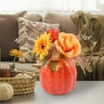 thumbnail image 3 of Mini Artificial Pumpkins for Fall Decor, Small Foam Pumpkins with Flowers and Maple Leaves for Halloween Thanksgiving Table Centerpieces, Outdoor Indoor Autumn Harvest Home Decorations, 3 of 6