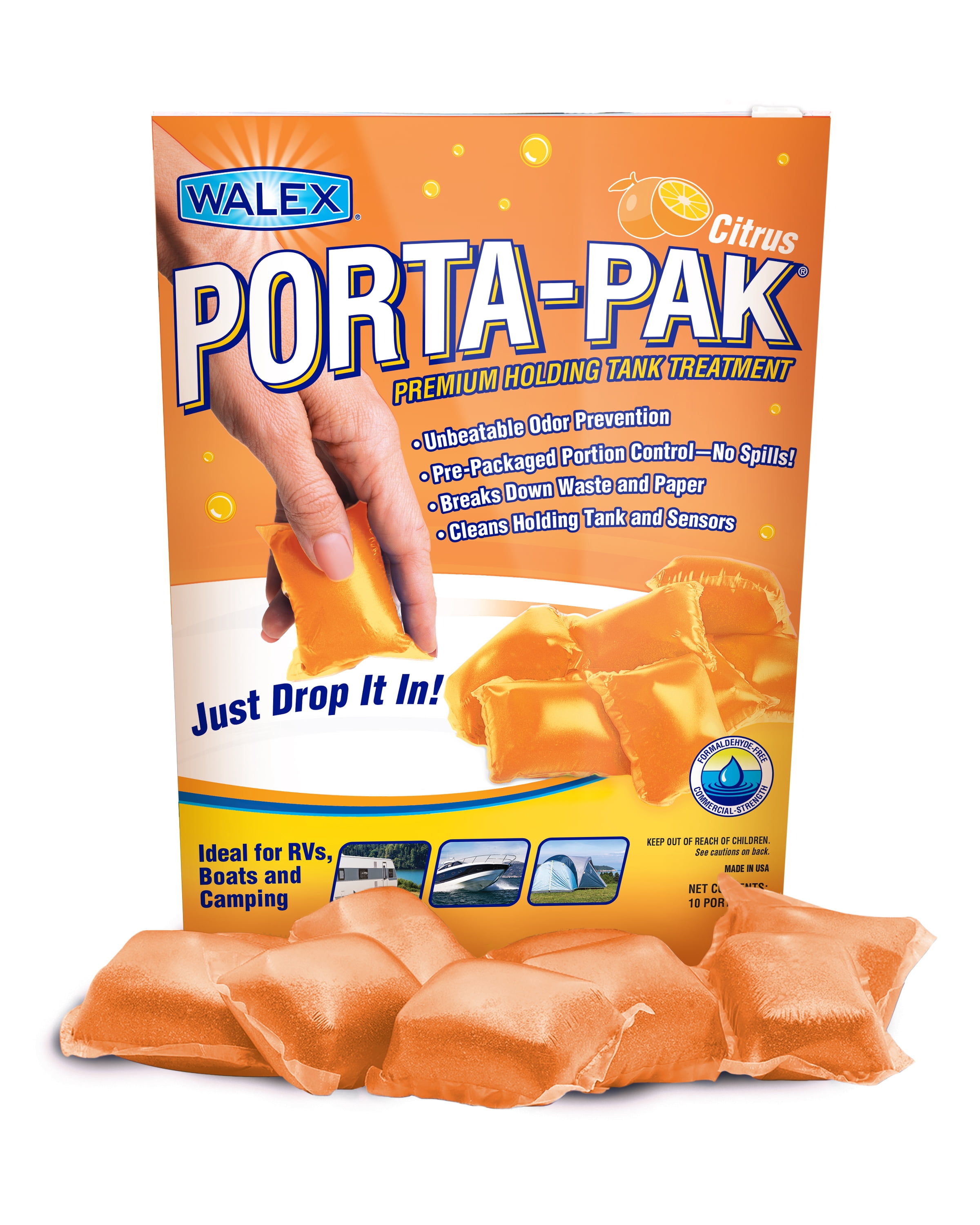 Walex Porta-Pak RV Toilet Drop-Ins, 10-Pack, Treats Black Tank