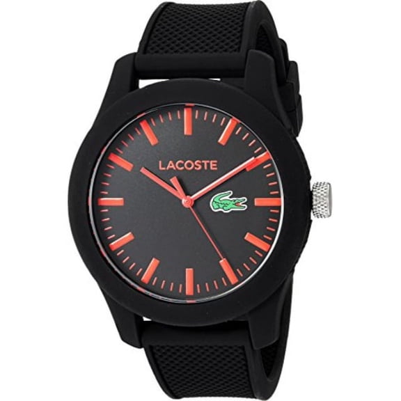 Lacoste Black& Pink Dial Black-Tone Resin Silicone Quartz Mens Watch 2010794