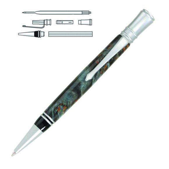 Penn State Industries PKEXECPENS Executive Twist Ballpoint Pen Kit Woodturning Project (5, Brushed Satin)