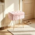 Vanity Stool Chair with Storage, Faux Fur Vanity Bench, Cute Footrest ...