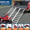 thumbnail image 2 of Bingirl Tri-Folding Aluminum Ramps - 1500Lbs Loading Ramps for Pickup Trucks Bed & Trailers, with Load Straps for ATV/UTV, Sweeper Machine, Golf Carts, 77 x 54 Inch, Silver, 2 of 7