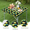 thumbnail image 4 of Yellow Lemon Fruit Slices Black Pattern Square Fitted Tablecloth with Elastic Edge,Square Table Cover,Washable Elastic Table Cover for Home Kitchen Party Decor 34"x34", 4 of 6