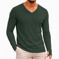 thumbnail image 2 of Rvwovn Men's Long Sleeve V-Neck Shirt Stretch Thumb Cuffs Athletic Base Layer Top Workout Daily Wear, 2 of 6