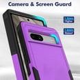 thumbnail image 5 of for Google Pixel 7a Case: Dual Layer Protective Heavy Duty Cell Phone Cover Shockproof Rugged with Screen Protector - Military Protection Bumper Tough - Google Pixel 7a 2023, Purple, 5 of 15