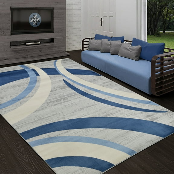 Allstar 5x7 Contemporary Accent Rug in Grey with Gainsboro Grey Abstract Crescent Shape design (4' 11" x 6' 11")