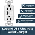thumbnail image 4 of Legrand radiant R26USBAC6W 15 Amp Tamper-Resistant Decorator Duplex Receptacle Outlet with Ultra Fast USB A/C 6.0A Charging Ports, White (1 Count), 4 of 4