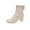 Beige, variant on Ankle Boots for Women Chunky Block Heel Square Toe Back Zipper Booties Winter Dress Shoes
