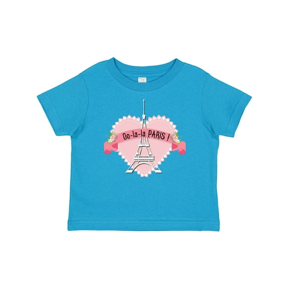 Inktastic Paris Oo-la-la with Eiffel Tower and Flowers in Pink Heart Boys or Girls Baby T-Shirt
