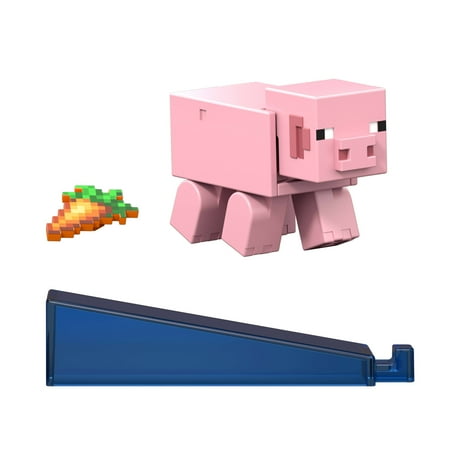 Minecraft Pig Action Figure & Accessory Set, 3.25-inch Scale Collectible Toy with Building Piece