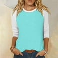 thumbnail image 2 of GERsome Women's Crew Neck Tunic Shirts Dressy Casual Color Block Tops 3/4 Long Sleeve Floral Blouses Relaxed Fit, 2 of 7